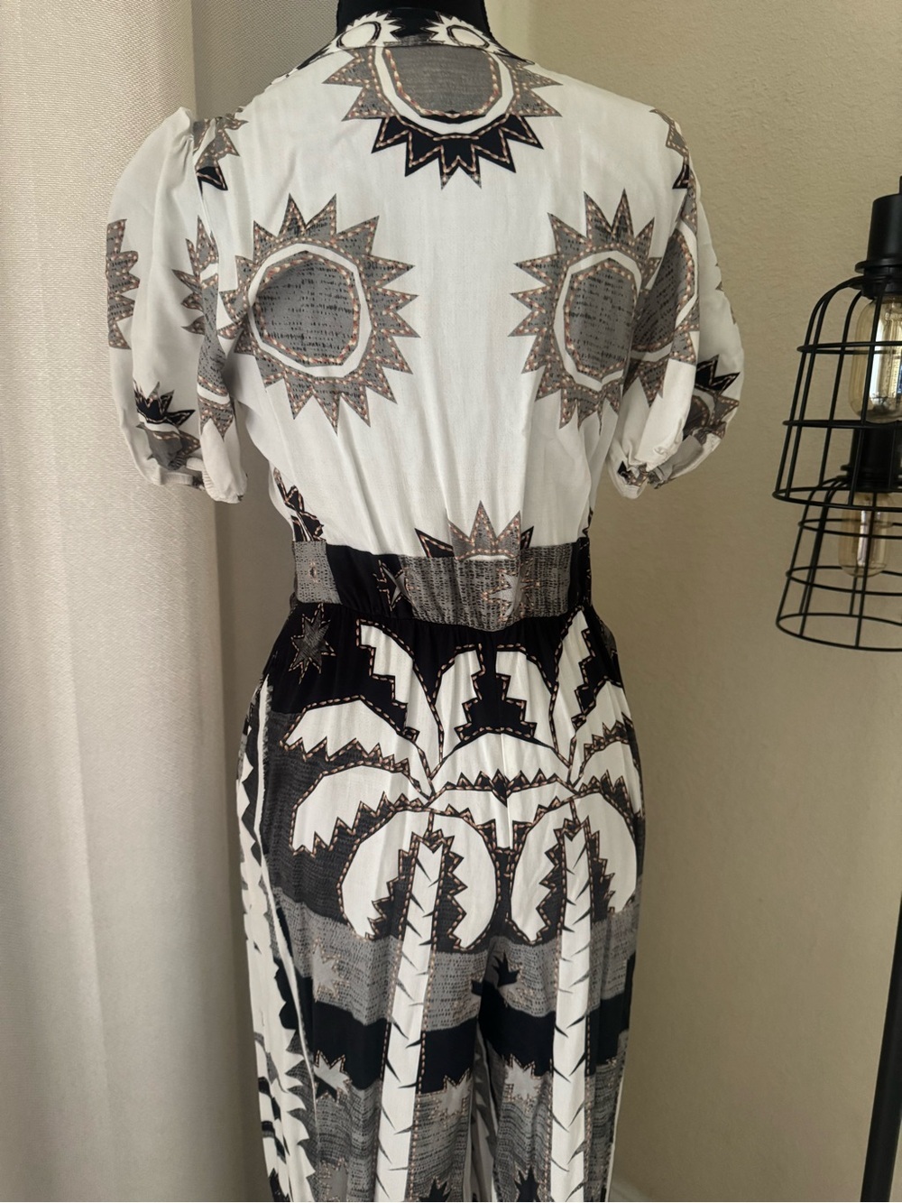 Farm Rio Anthropologie Printed Wide Leg Jumpsuit XS Boho Resort Palazzo - Picture 10 of 11